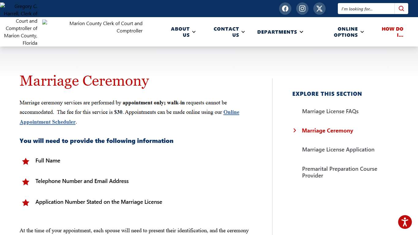 Marriage Ceremony | Marion County Clerk of Court and Comptroller